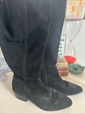 Bandolino Black Suede Heeled Knee Boots NWOT